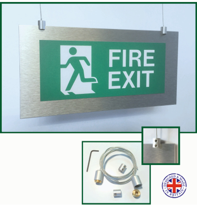 Fire Exit - Brushed Silver Hanging without arrow